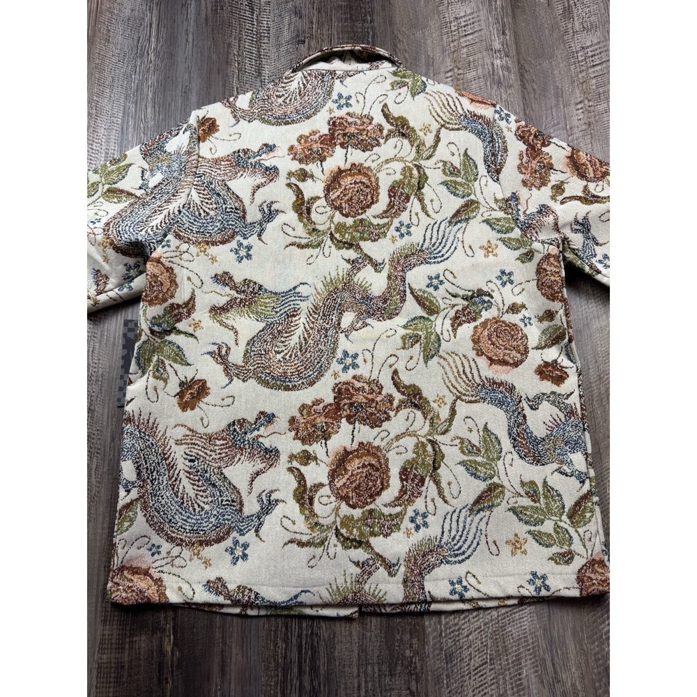 REBEL VENGEANCE Tapestry Floral Dragon Multicolor MOTO WOVEN SHIRT JACKET M NWT - Picture 6 of 6